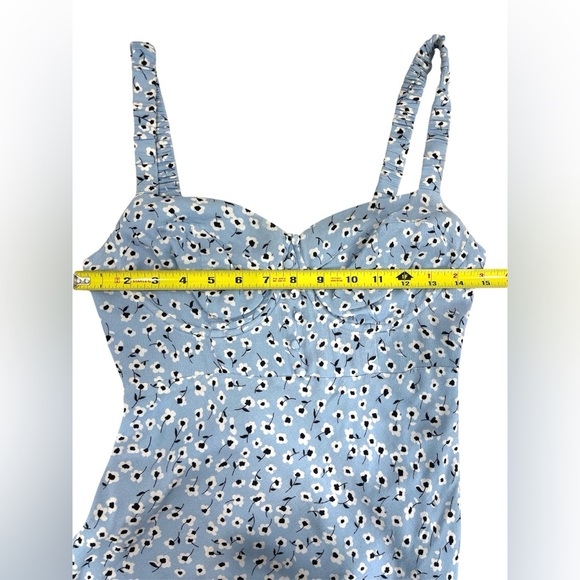 ASTR The Label Halle Bustier Slip Midi Dress Light Blue Floral coquette girly XS - Picture 14 of 16